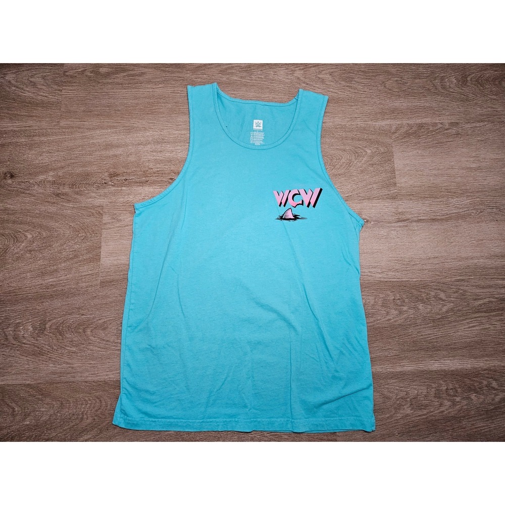 WWE Authentic WCW Bash at the Beach Tank Top Mens Large Turquoise Blue Wrestling